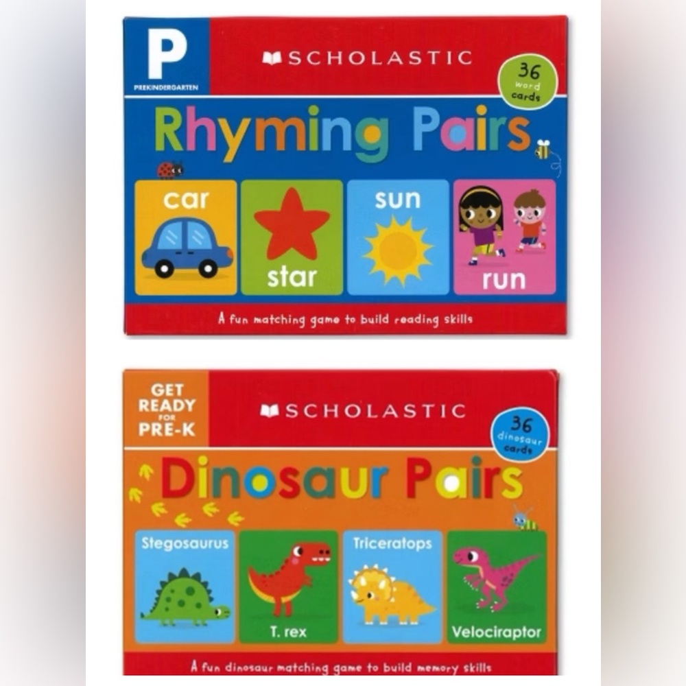 SCHOLASTIC Dinosaur Pairs & Rhyming Pairs Flash Card Set